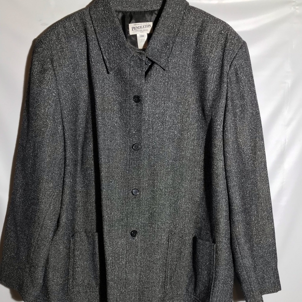Pendleton Wool Jacket Plus Size Gray Heathered - image 1
